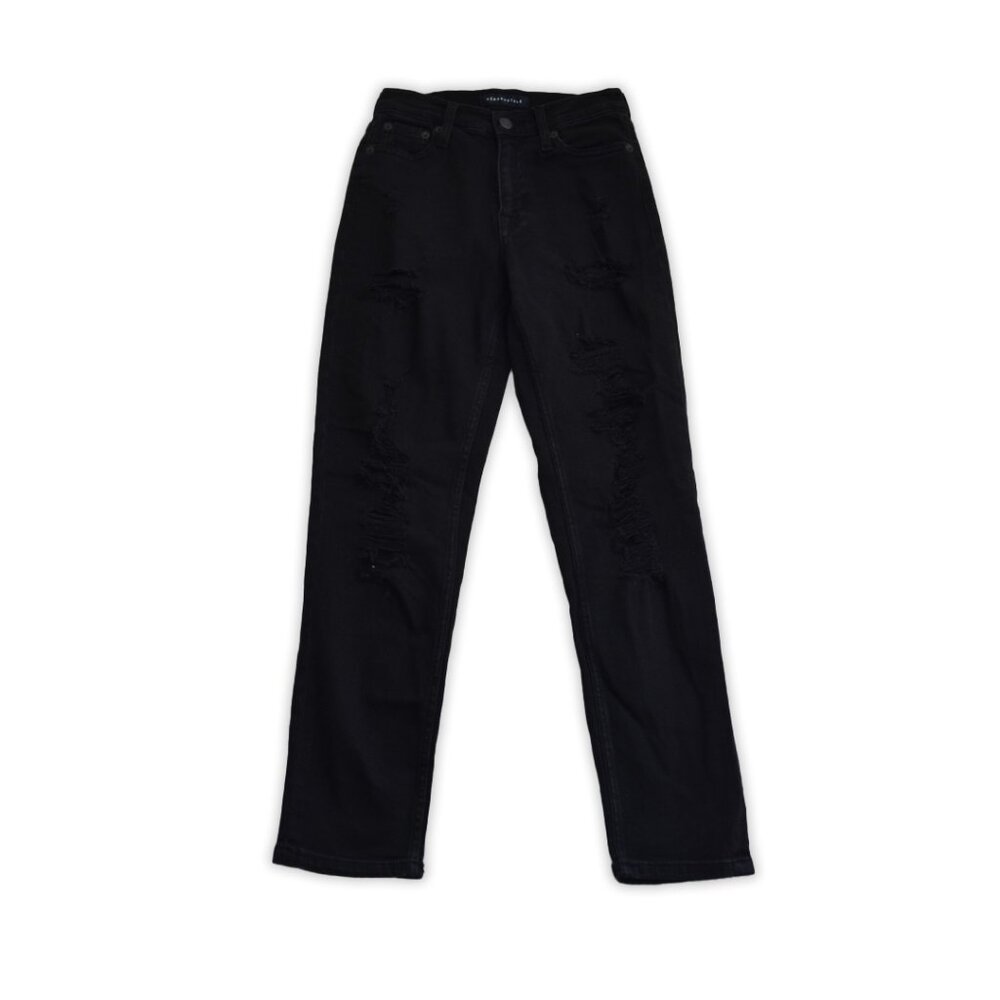 Aeropostale High-Rise Stretch Mom Jeans - Black - 00R